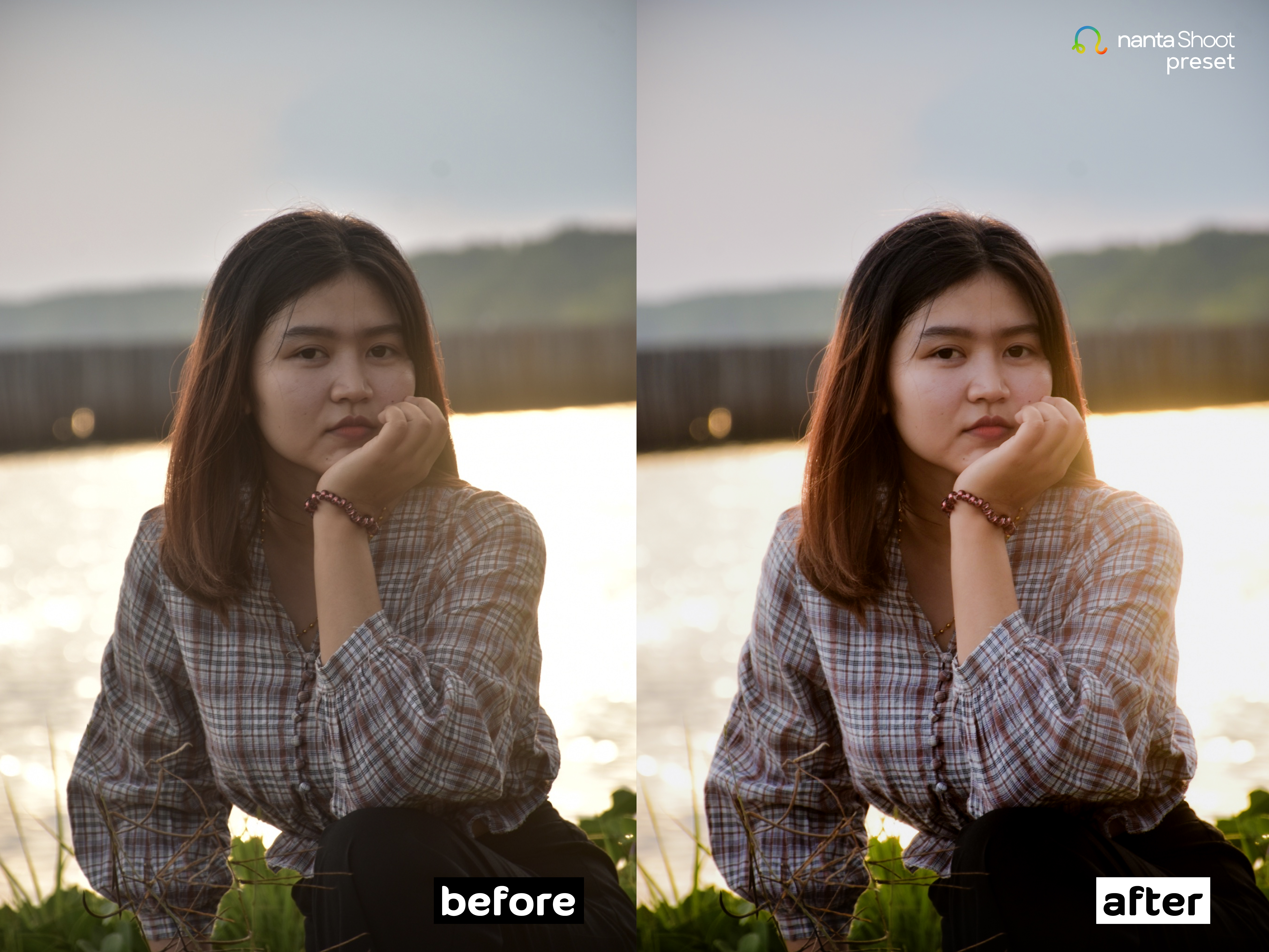 Potret golden hour di tepi danau — fotografi NantaShoot